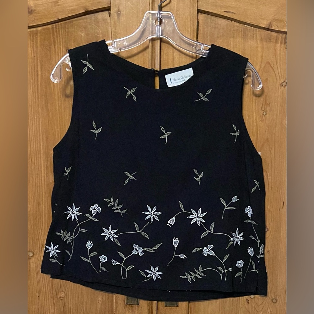 J Marco Galleries Embroidery Stitched Floral Design Rayon Crop Top Womens sz L